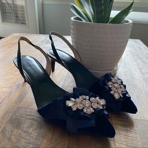 Banana Republic Embellished Velvet Slingbacks
